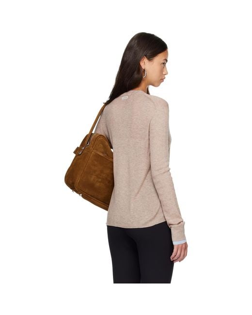Acne Brown Layered Silk-Wool Cardigan