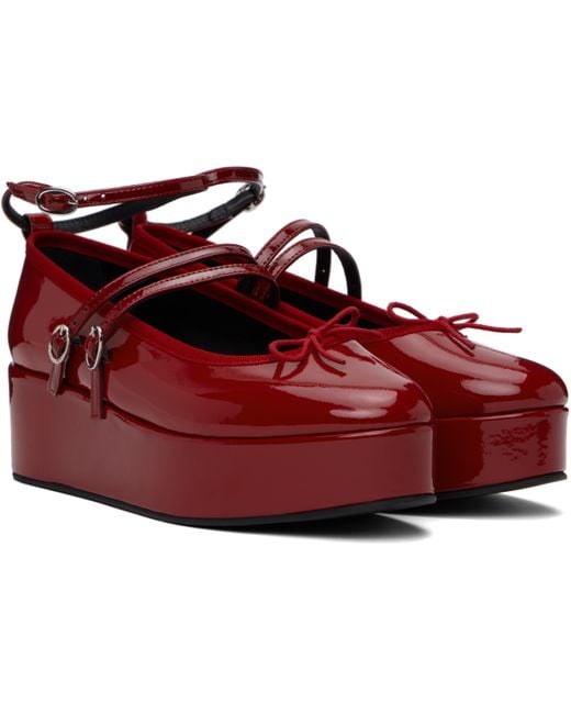 Repetto Red Cendrillon Platform Mary Jane Ballerina Flats