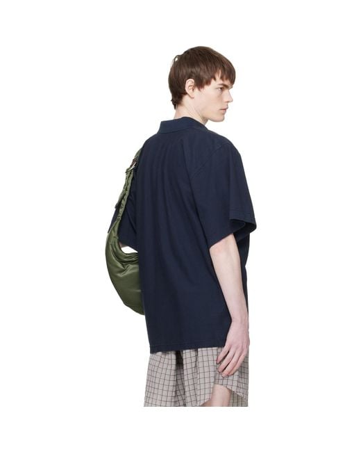 Hed Mayner Blue Garment-Dyed Polo for men