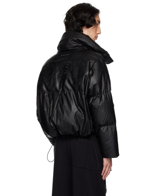 MM6 by Maison Martin Margiela Black Quilted Faux-leather Down Jacket for men