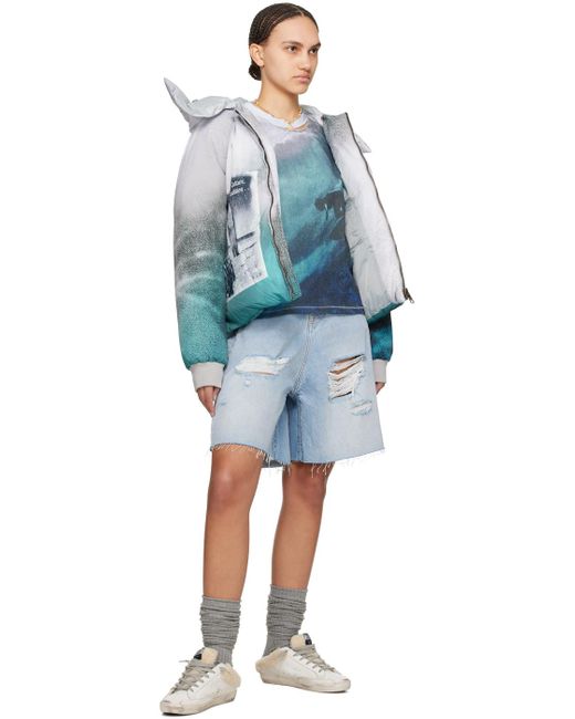 ERL Green Blue & Gray Printed Puffer Jacket