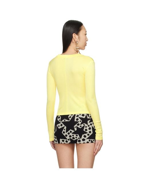 Area Black Yellow Star Stud Top