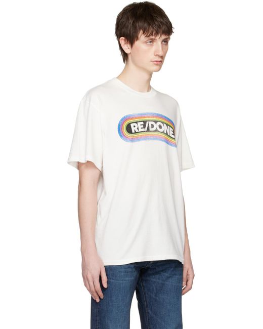Re/done Off-white Loose Rainbow T-shirt for men