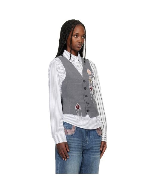 ANDERSSON BELL Black Back Knit Argyle Patched Vest