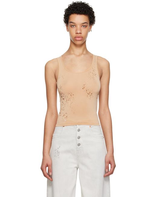 MM6 by Maison Martin Margiela Multicolor Tan Destroyed Tank Top