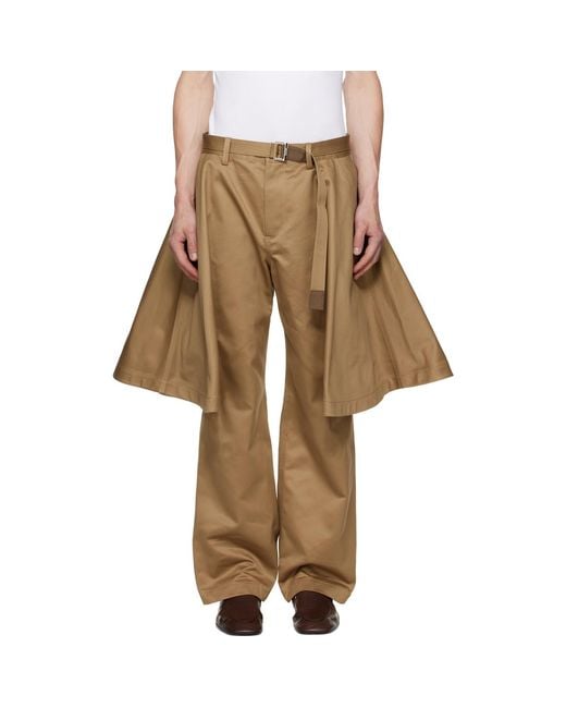 Sacai Natural Cotton Chino Trousers for men