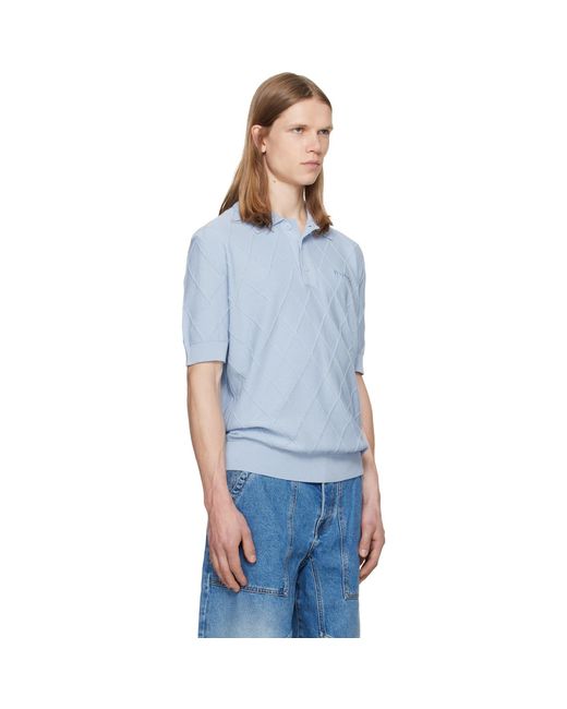 Balmain Blue Vintage Knit Polo for men