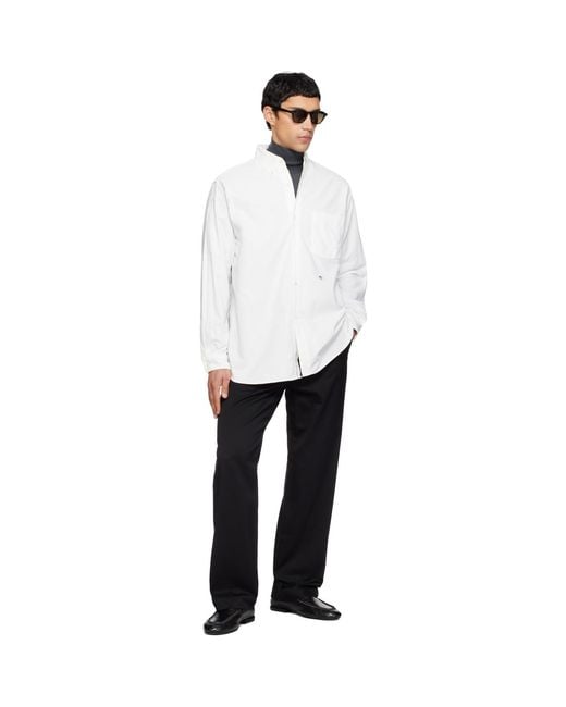 Nanamica White Off- Button Down Wind Shirt for men