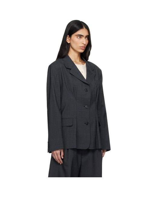 mfpen Black Inverted Pleat Blazer