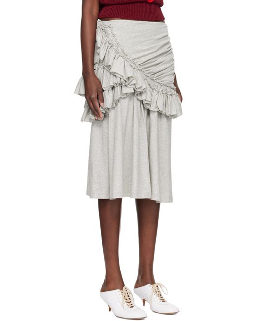 Dries Van Noten レディース グレー Ruffled ミディアムスカート