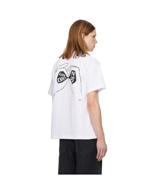Sacai White 'Geoff Embroidery T-Shirt for men