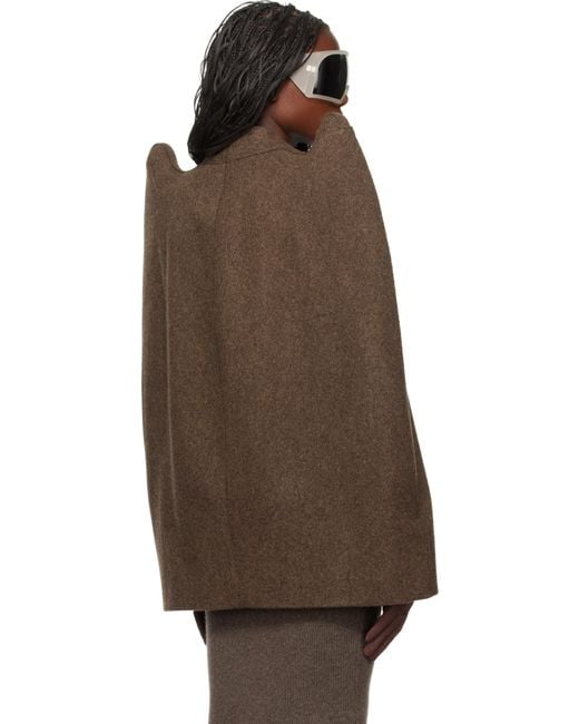 Rick Owens Brown Porterville Tec Cape Jacket