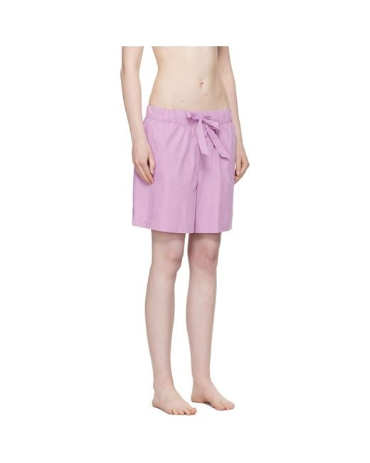 Tekla Pink Poplin Pyjama Shorts
