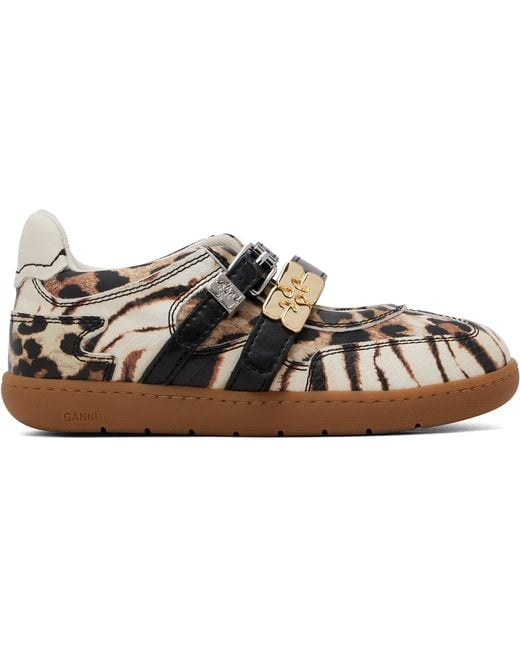 Ganni Brown Off- Sue Double Strap Sneakers