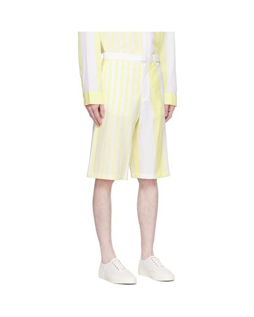 Maison Kitsuné Natural White & Yellow Hotel Olympia Edition Poolside Shorts for men