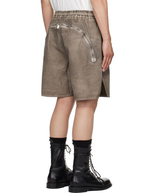Rick Owens Natural Hollywood Long Boxers Butt Zipp Shorts for men