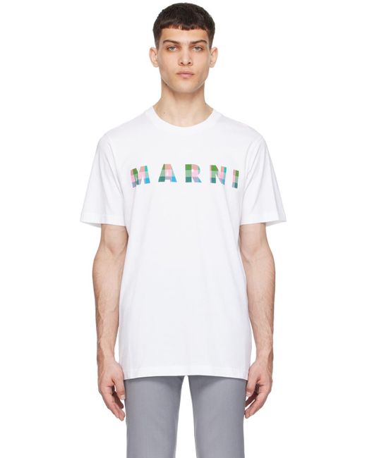 T-shirt blanc à logo imprimé Marni pour homme en coloris White