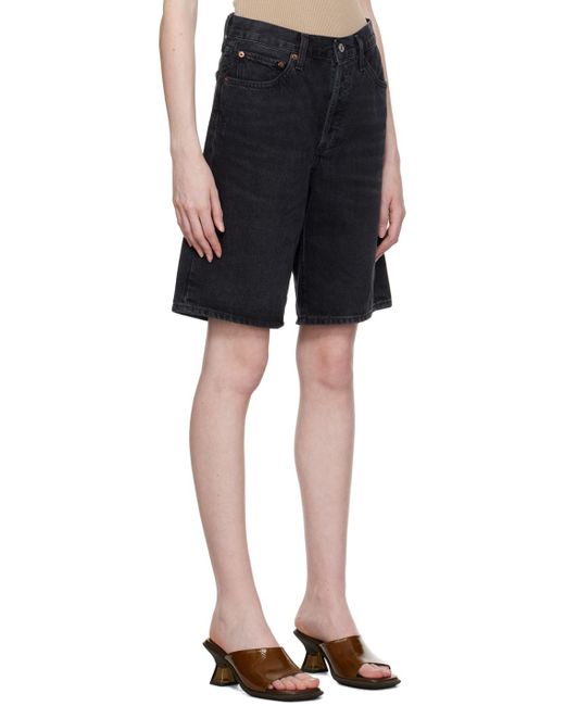 Agolde Black Ae Low-rise Denim Shorts