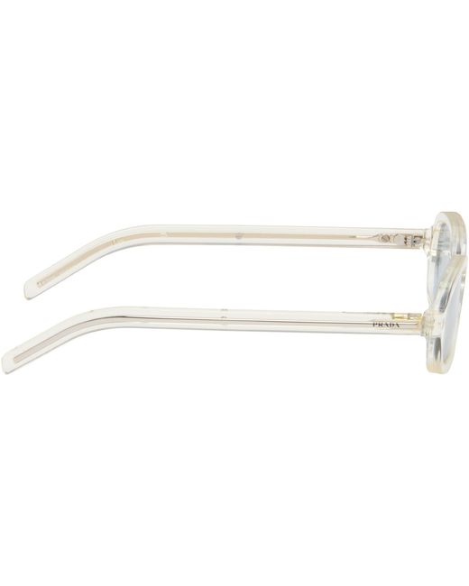 Prada Blue Transparent Iconic Metal Plaque Sunglasses