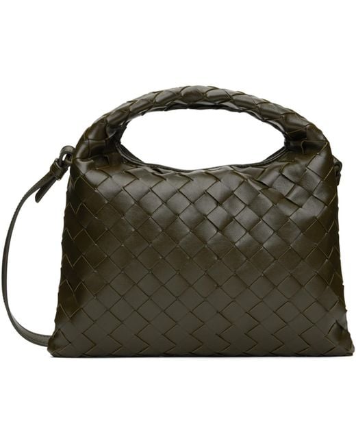 Bottega Veneta Black Khaki Mini Hop Bag
