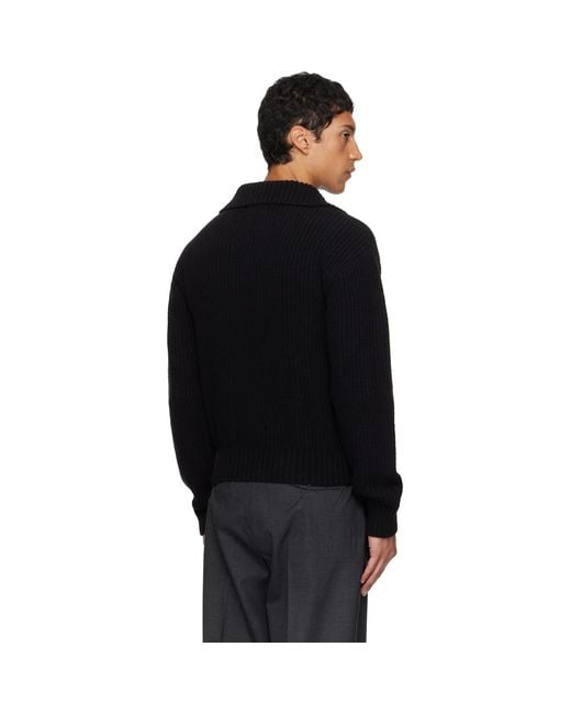 mfpen Black Collar Sweater for men