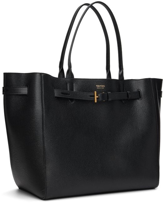 Tom Ford Black Grain Leather Large Tote
