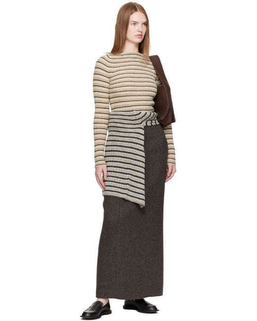 AURALEE ベージュ シェットランドウール カシミヤ リブ ボートネック