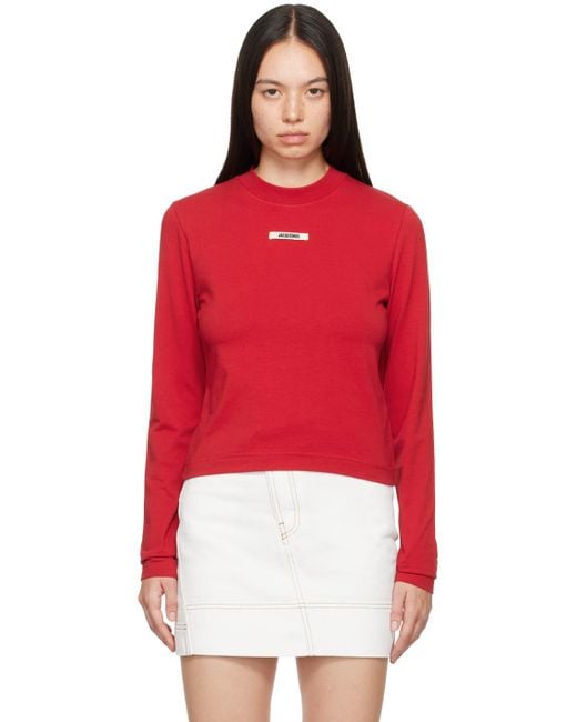 Jacquemus Red La Casa 'Le T-Shirt Gros Grain Manches Longues' Long Sleeve T-Shirt