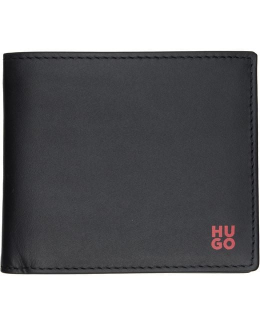 HUGO Black Stacked-Logo Wallet for men