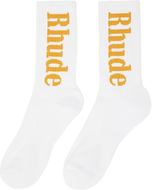 Rhude White Rh Vertical Socks for men
