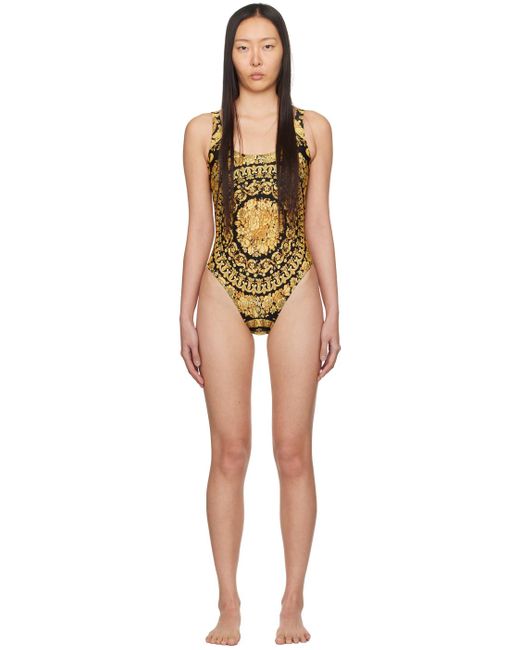 Versace Black & Gold Barocco Swimsuit