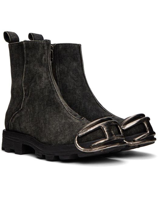 DIESEL Gray Dhammer Bt Zip D Boots in Black for Men Lyst