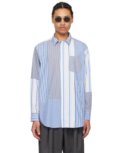 Engineered Garments Blue & White Patchwork Shirt for men