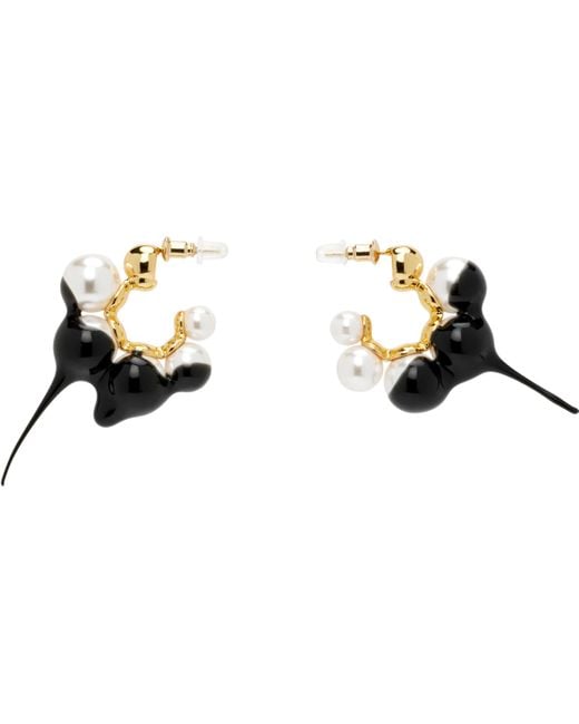 OTTOLINGER Black Dipped Pearl Mini Hoop Earrings