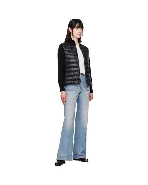 Moncler Black Padded Wool Zip-Up Down Jacket