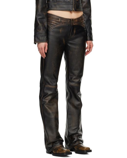 Guess USA Black Colorblock Leather Pants