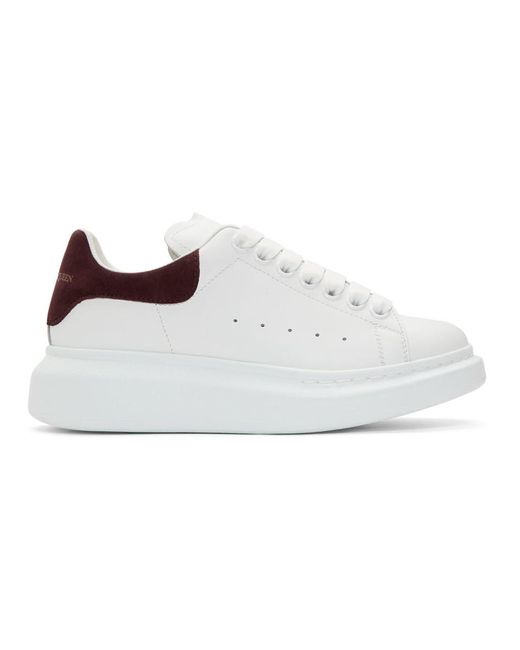 Alexander McQueen White And Burgundy Oversized Sneakers