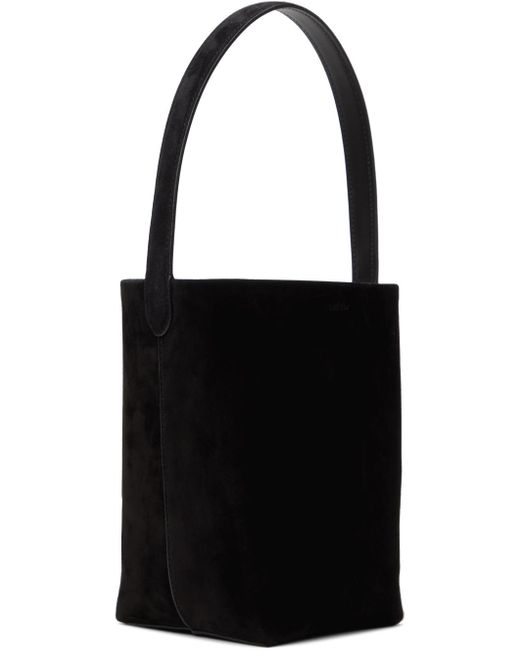 The Row Black Brushed Calfskin Suede Tote Bag