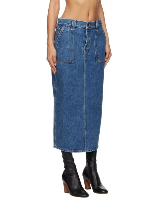 Khaite Blue Genevieve Denim Midi Skirt