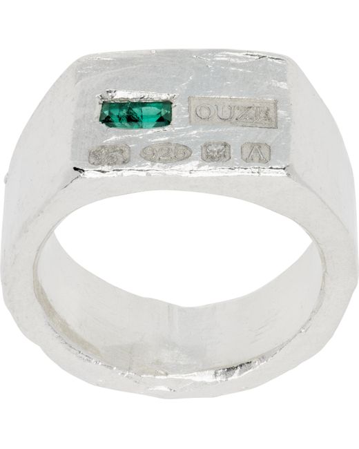 The Ouze Metallic Emerald Hallmark Signet Ring for men
