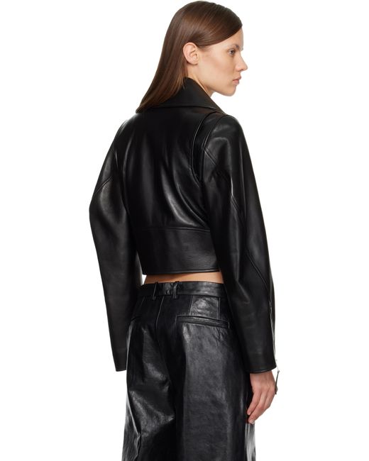 Givenchy Black Cropped Cocoon Leather Biker Jacket