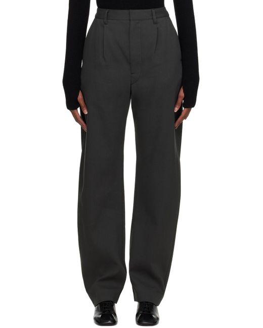 Lemaire Black Gray Curved Trousers