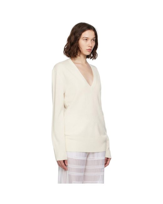 Totême Multicolor Off- Cashmere V-Neck Knit Sweater