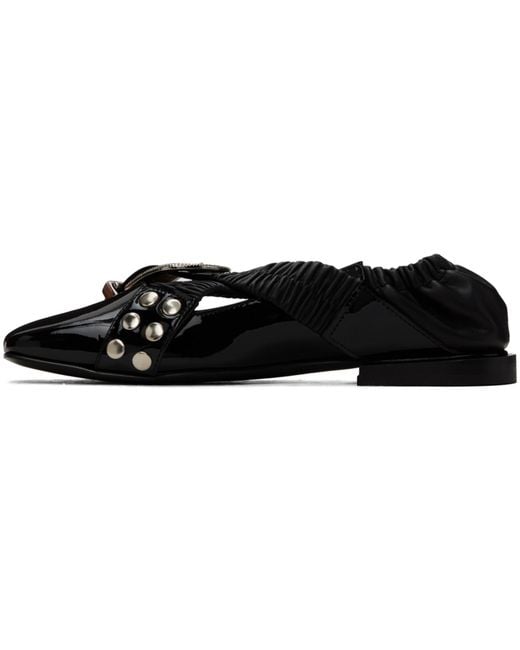 Toga Black Buckle Ballerina Flats