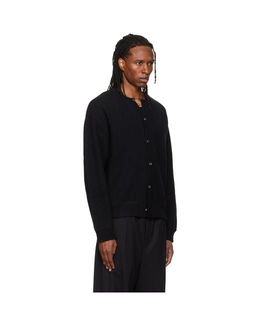 Wooyoungmi Black Round Neck Wool Cardigan for men