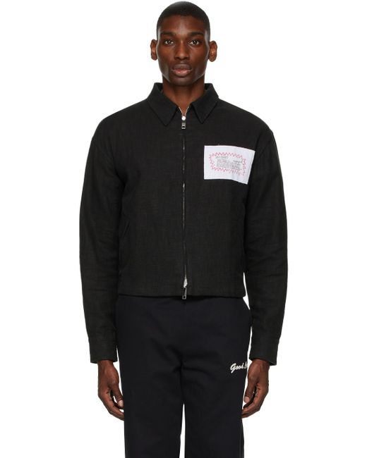 Mr. Saturday Black Linen Blouson Jacket for men