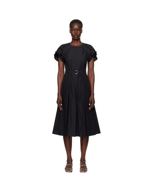 3.1 Phillip Lim Black Cascade Petal Sleeve Midi Dress