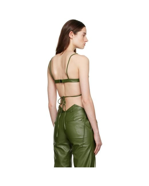 AYA MUSE Green Montiva Faux-Leather Bra
