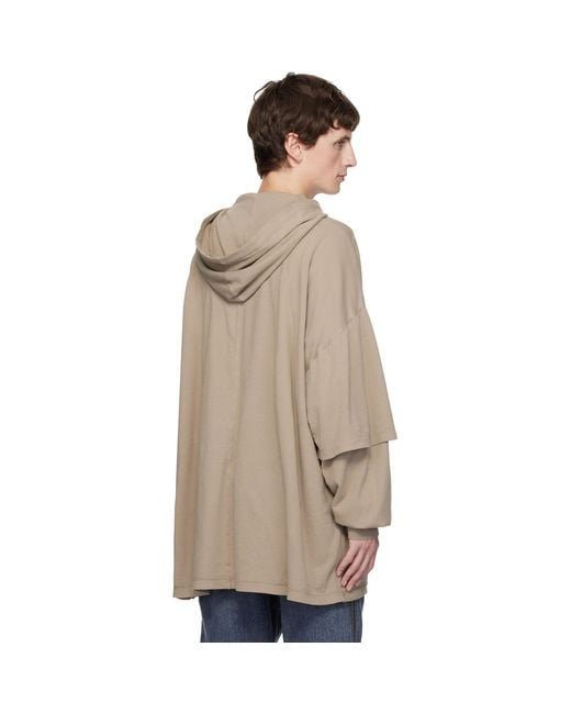 Rick Owens Natural Taupe Concordians Tommu Hustler Hoodie for men