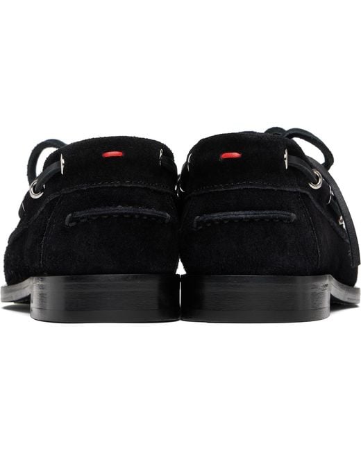 Aeyde Black Harris Suede Boat Shoes